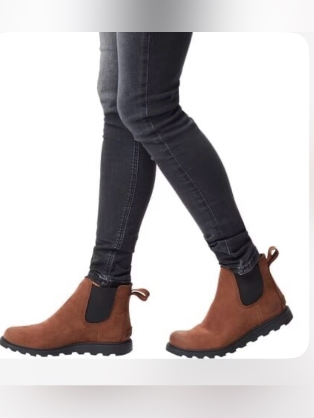 SOREL Ainsley Chelsea Boots Waterproof Leather Burnished Brown 7.5 MSRP $169